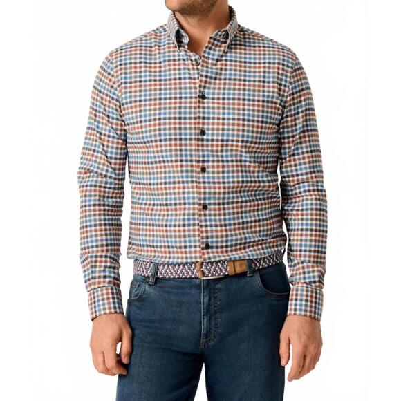 NEW JOHNNIE-O performance flannel button down shirt in harvest